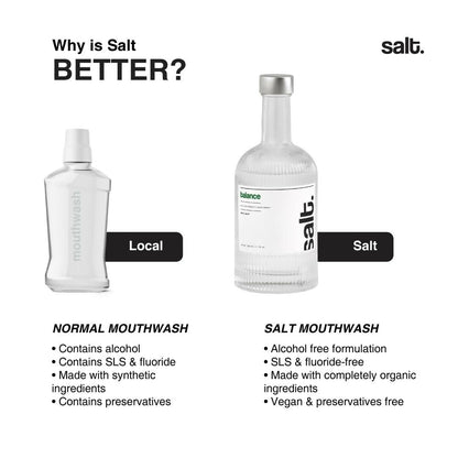 Salt. Oral Care Balance Mouthwash Natural Alkaline Probiotic Mouthwash with Basil Mint