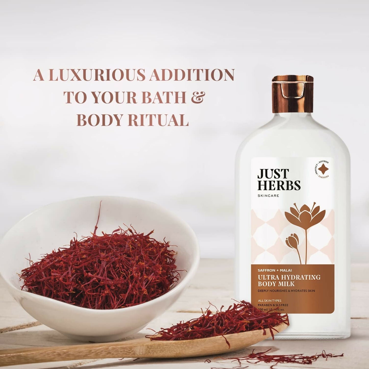 Just Herbs Saffron + Malai Nourishing Body Milk Lotion