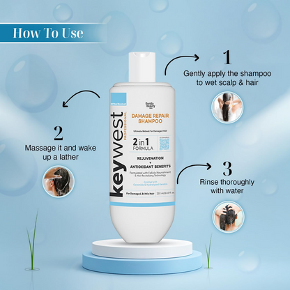 Keywest Damage Repair Shampoo 2in1 Formula Rejuvenation + Antioxidant