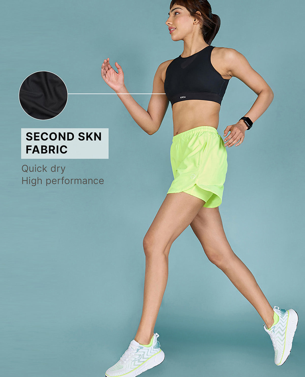 Kica Women High Impact & Full Coverage Mesh Sports Bra Black