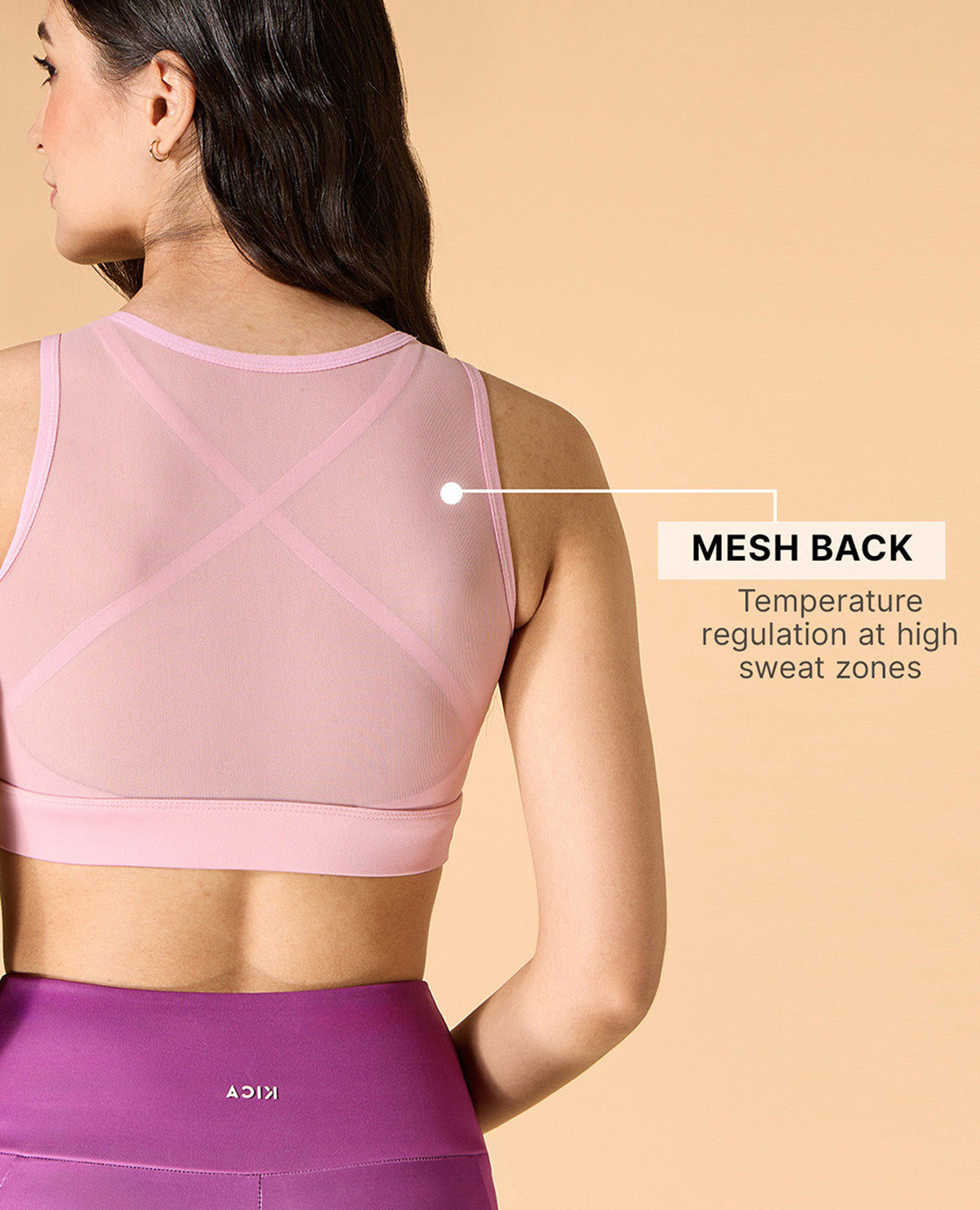 Kica Women High Impact & Full Coverage Mesh Sports Bra Pink