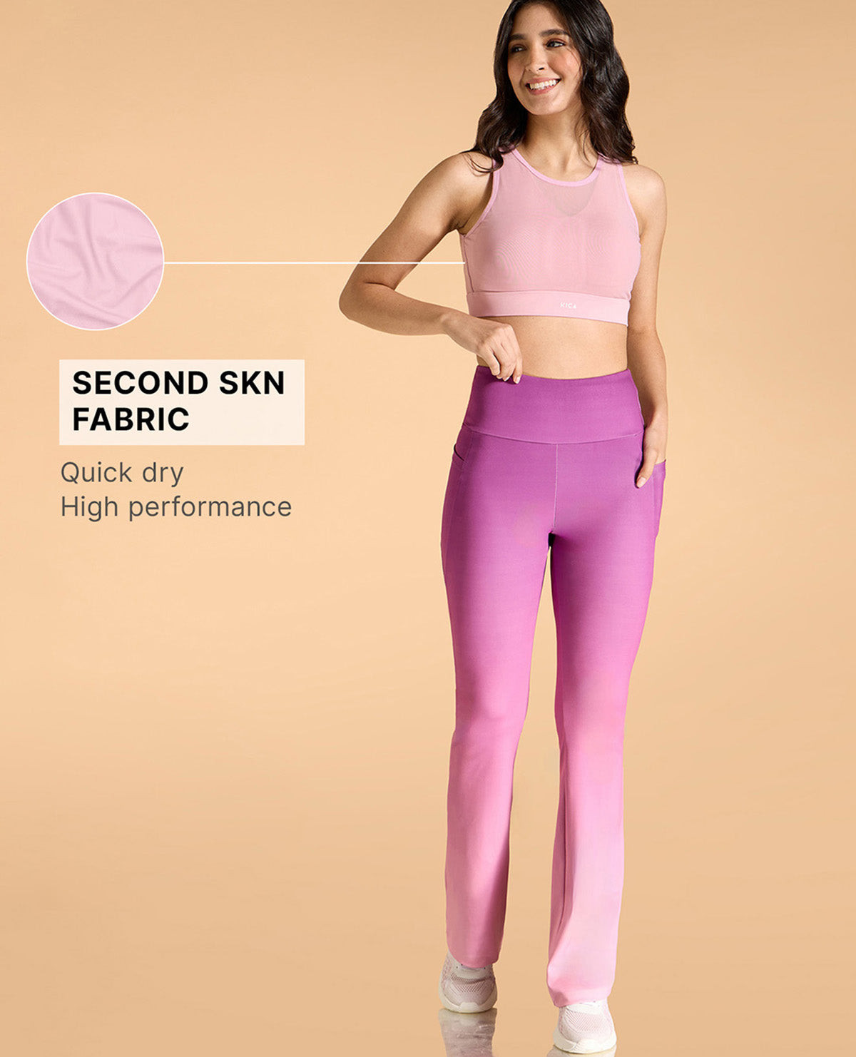 Kica Women High Impact & Full Coverage Mesh Sports Bra Pink