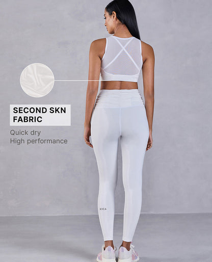 Kica Women High Impact & Full Coverage Mesh Sports Bra White
