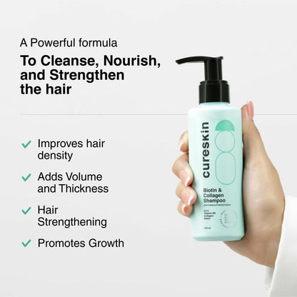 Cureskin Biotin & Collagen Vitamin B5 Glycolipids Shampoo: Strengthen Hair, Reduce Hairfall & Repair Damage