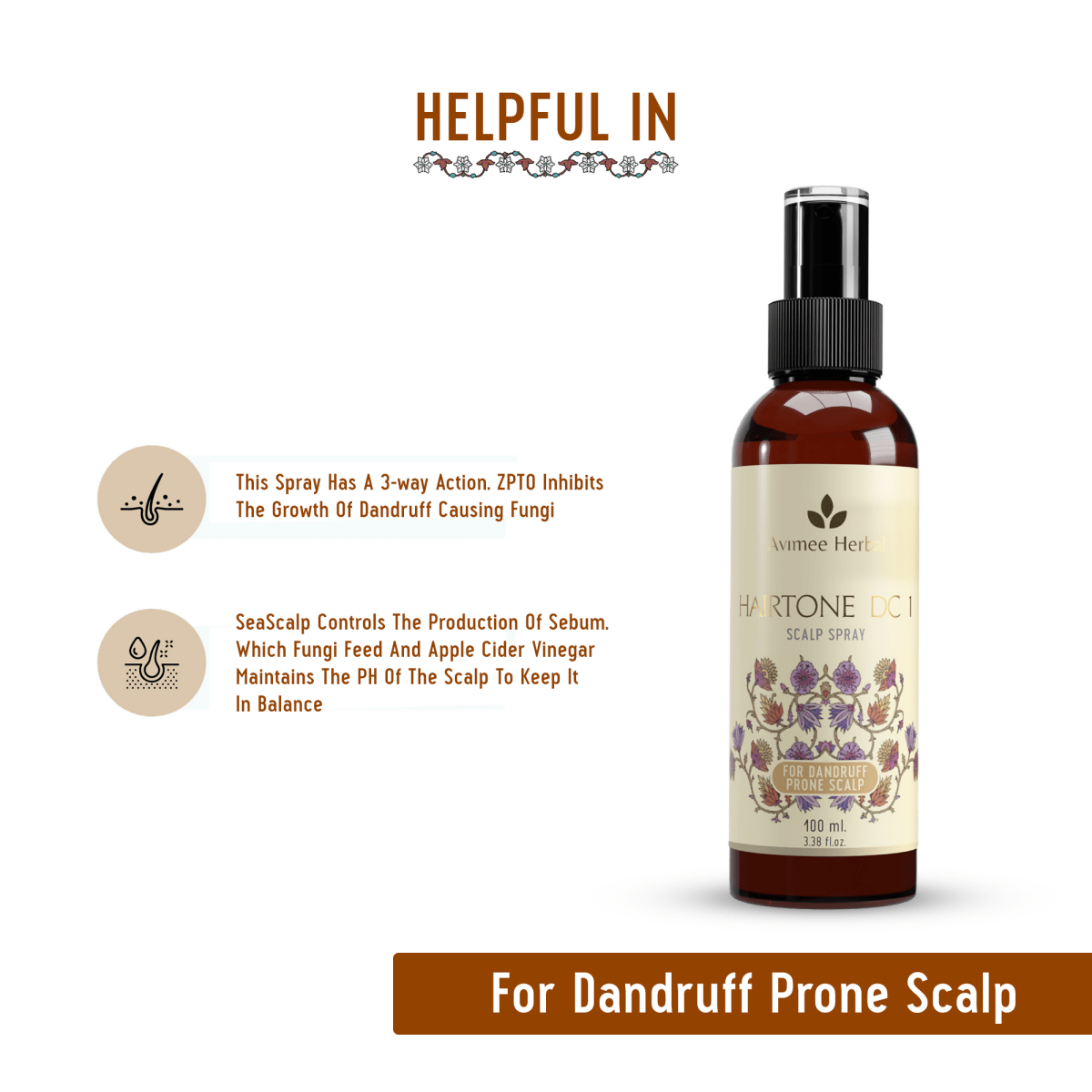 Avimee Herbal Anti Dandruff Kit - Oil, Scalp Spray, and Cleanser, Fights Dandruff & Moisturises Scalp Naturally