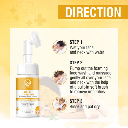 Nuerma Science Haldi Chandan Foaming Face Wash | Improve Skin Texture & Reduces Acne