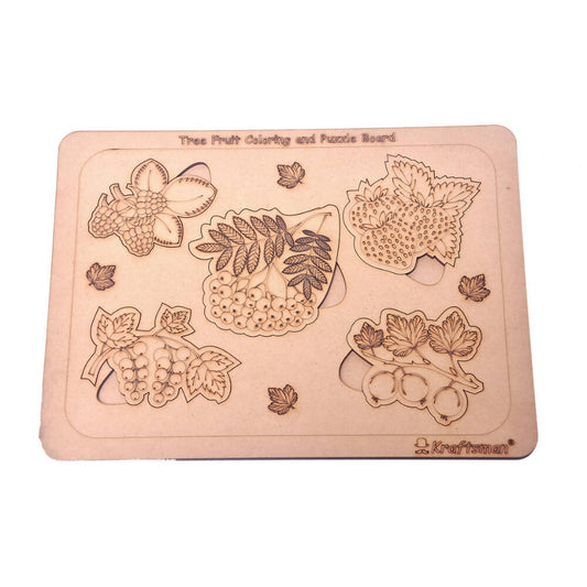 Kraftsman Tree Fruits with Leaves Puzzle Board | Color Kit included