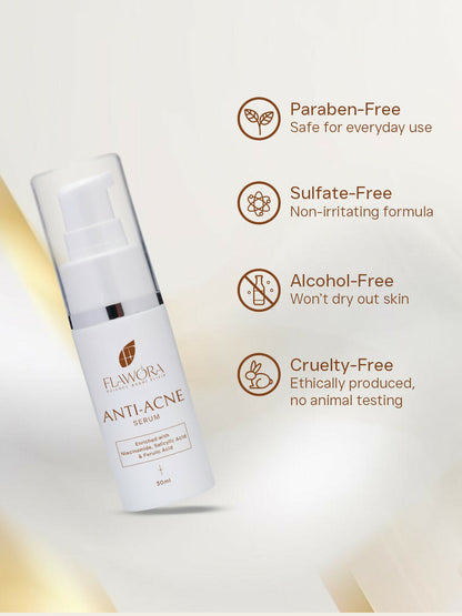 Flawora Anti-Grey Hair Serum, Anti Acne Serum & Gold Face Serum Combo