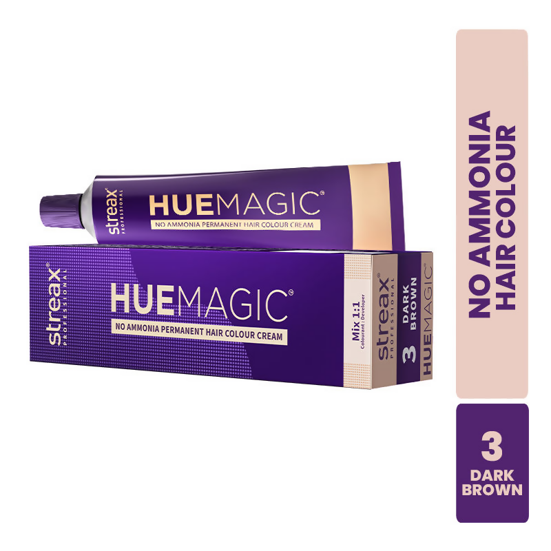 Streax Professional HueMagic Permanent Hair Colour - 3 Dark Brown