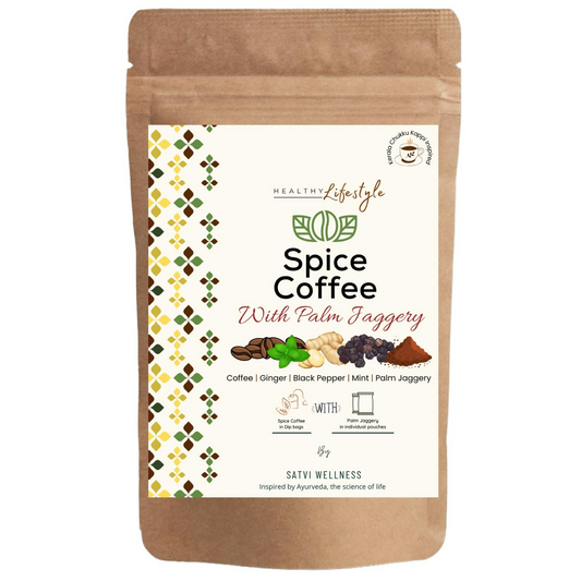 Satvi Wellness Chukkukappi With Mint And Palm Jaggery Blend Of Coffee powder With Ginger,Black Pepper & Mint In Biodegradable Tea Bags