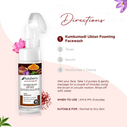 Astaberry Indulge Kumkumadi Ubtan Foaming Face Wash