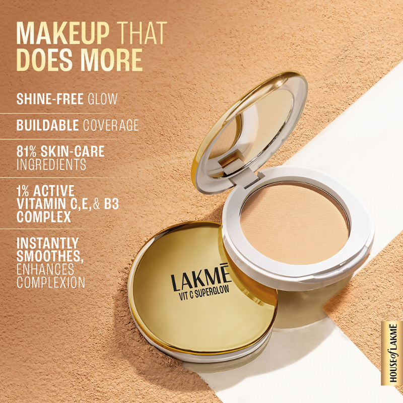 Lakme Vitamin C Superglow Skin Perfecting Compact with 1 % Vit C - Ivory