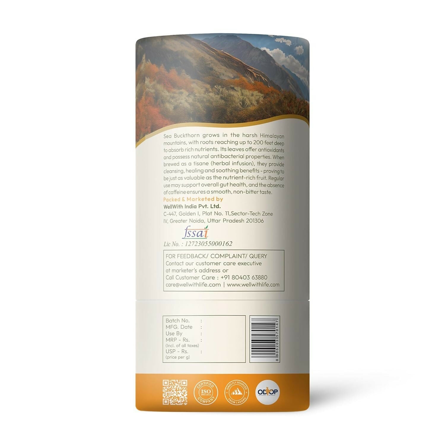 Wellwith Sea Buckthorn Raw Leaves Tea - Himalayan Herbal Leaf Tea