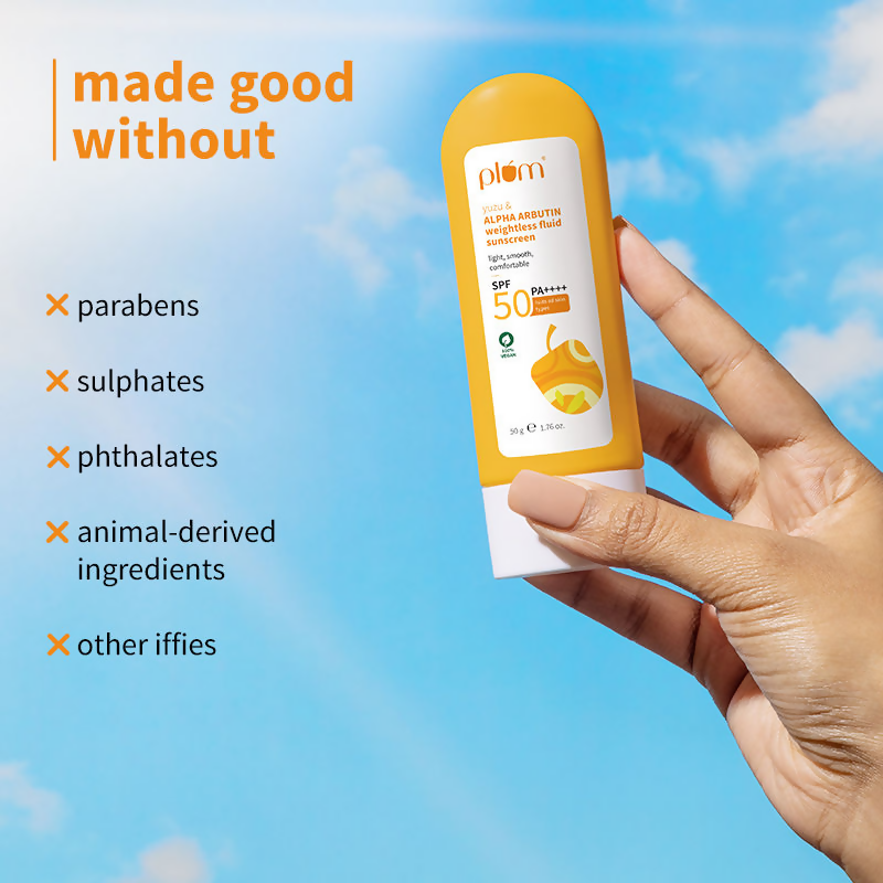 Plum Yuzu & Alpha Arbutin Weightless Fluid Sunscreen SPF 50 PA++++