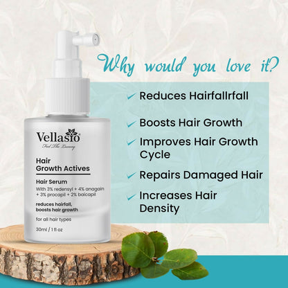 Vellasio Hair Growth Serum Actives - 3% Redensyl, 4% Anagain, 3% Procaoil, 2% Baicapil