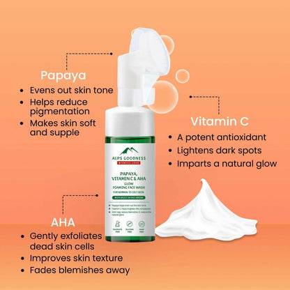 Alps Goodness Papaya, Vitamin C & AHA Glow Foaming Face Wash
