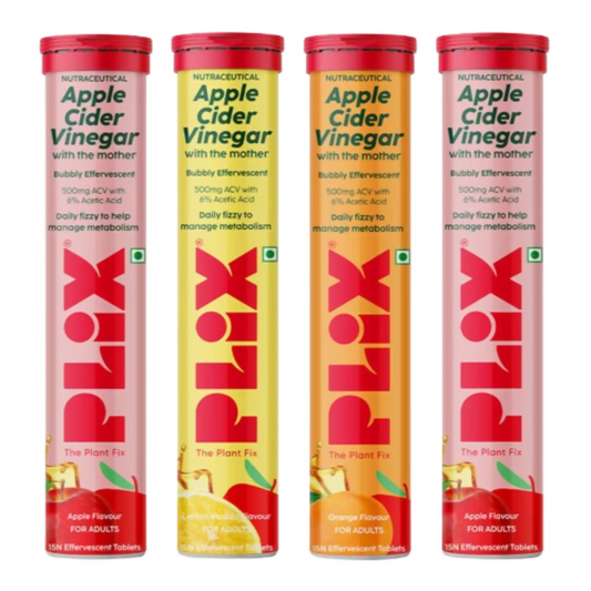 PLIX The Plant Fix Apple Cider Vinegar Effervescent Tablets Combo with Vitamin B6 & B12