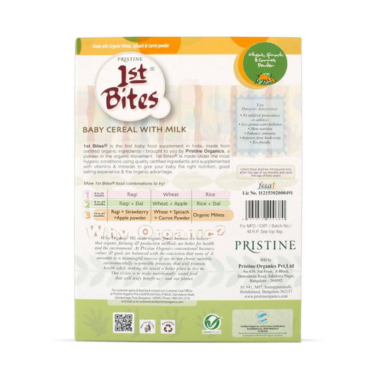 Pristine 1st Bites Baby Cereal Stage-3 Organic Wheat, Spinach & Carrot