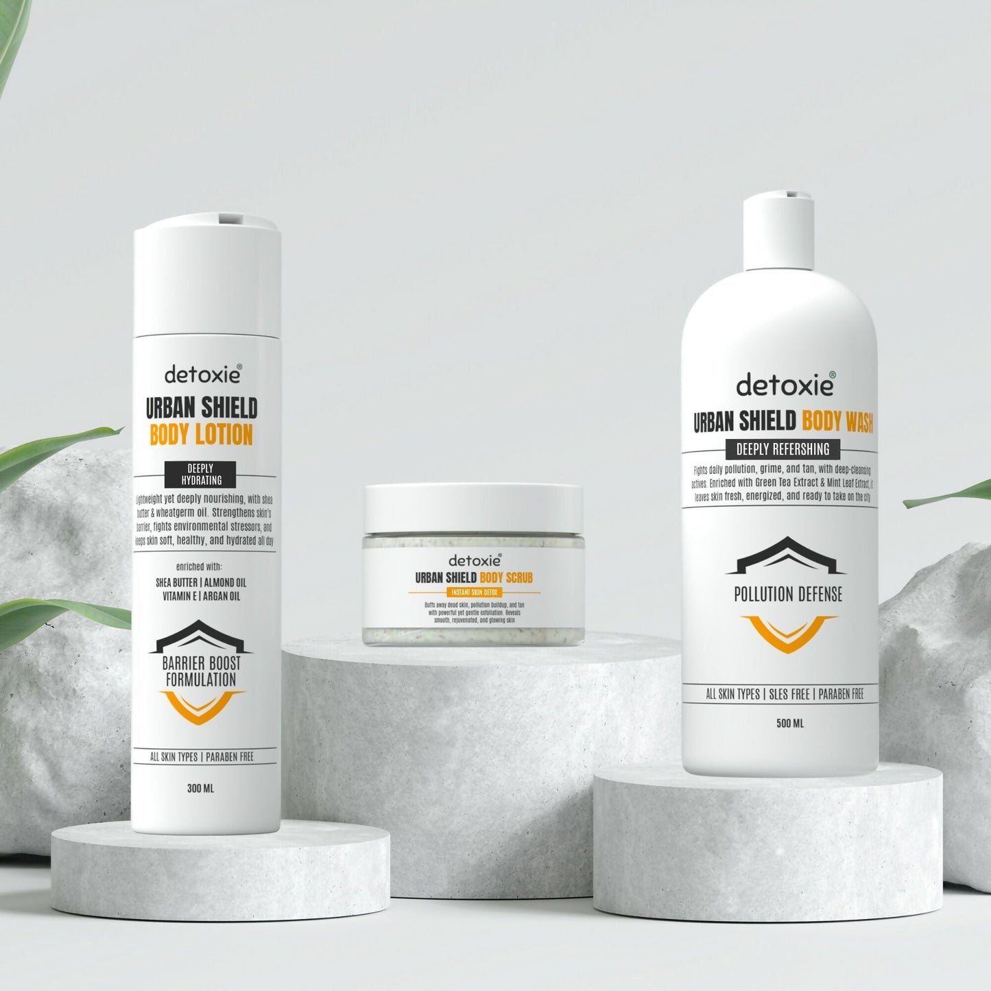 Detoxie Body Wash Lotion & Scrub Combo - Urban Shiled