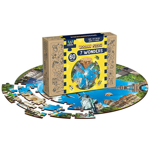 Webby Wooden Seven Wonders of The World Jigsaw Puzzle-60 Pcs