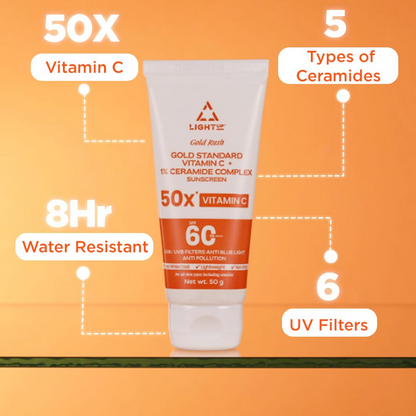 Light Up Gold Rush Gold Standard Vitamin C + 1% Ceramide Complex Sunscreen
