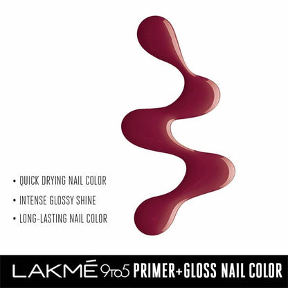 Lakme 9 to 5 Red Alert Primer + Gloss Nail Polish - The Perfect Vibrant Shade