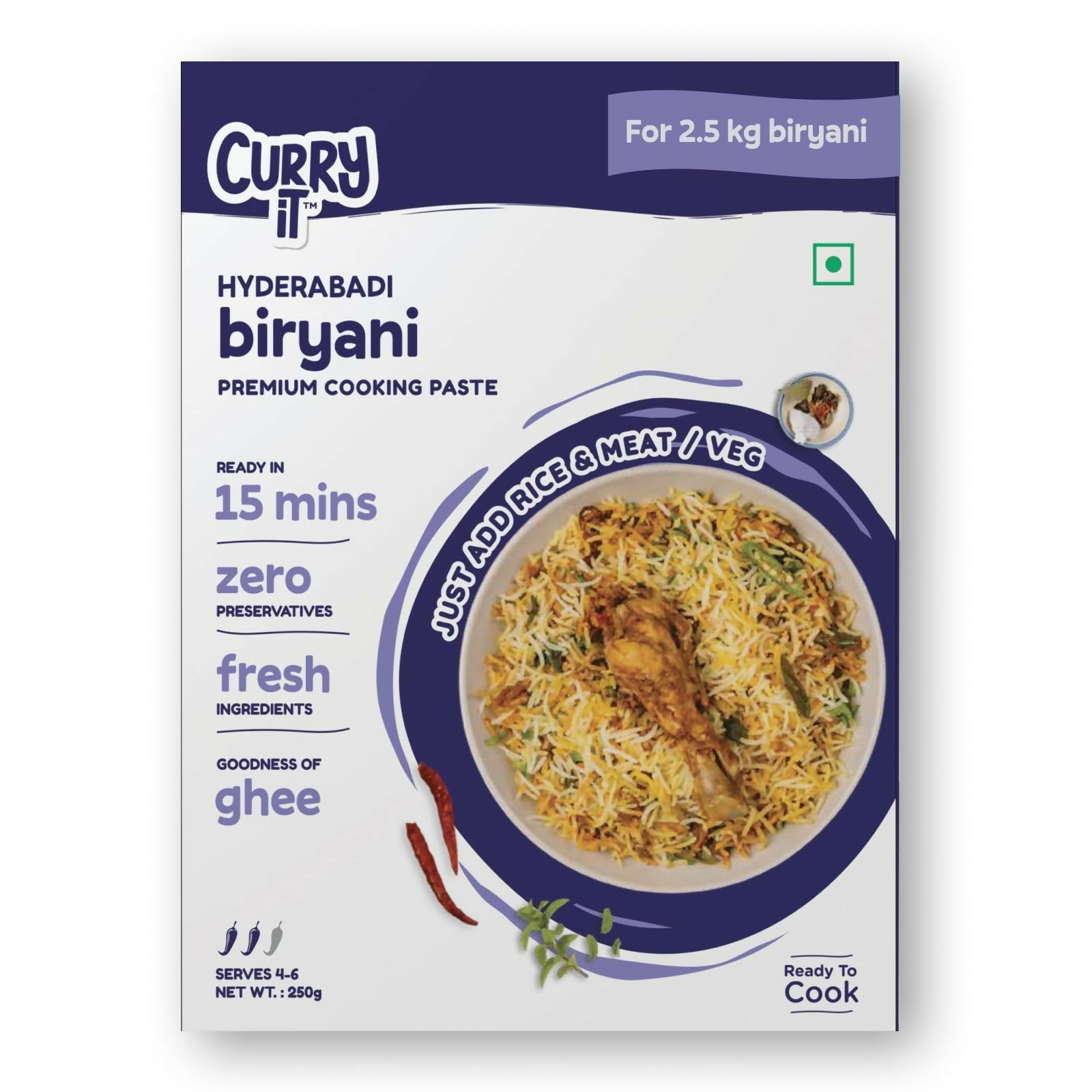 Curry It Hyderabadi Biryani cooking paste packaging on a white background