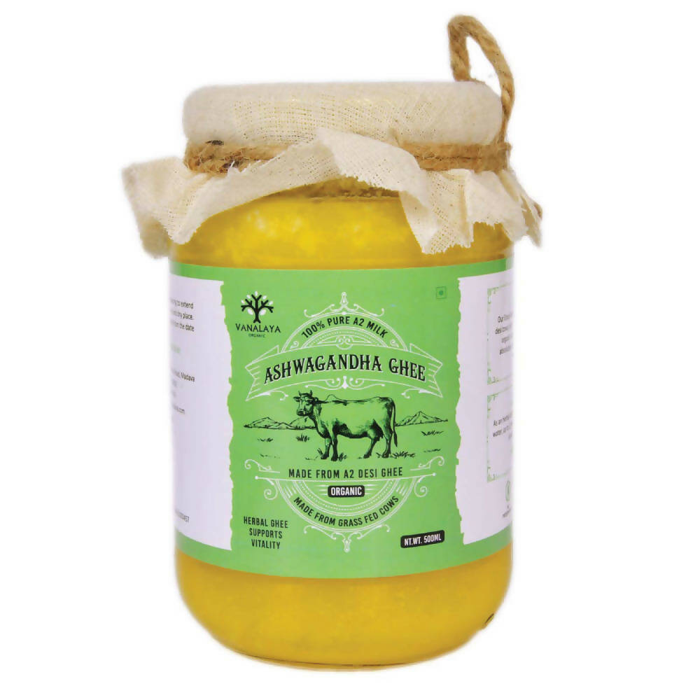 Vanalaya Organic Ashwagandha Infused Desi Cow Ghee | Organic Desi Cow Ghee | A2 Ghee | Pure Organic Cow Ghee