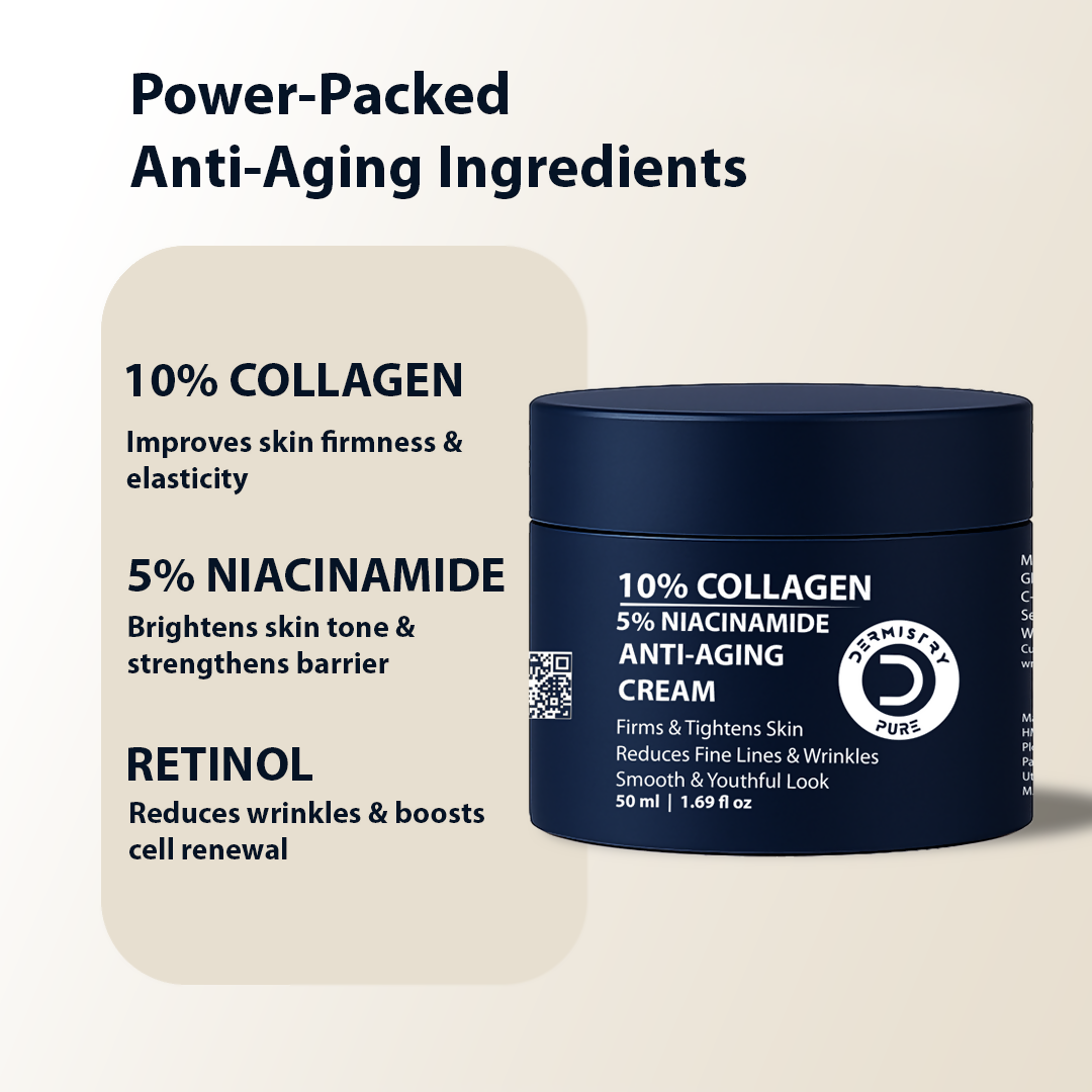 Dermistry Collagen Anti Aging Skin Tightening Aging Wrinkles Cream & Vitamin C Niacinamide Day NightOil Free Water Based Face Gel