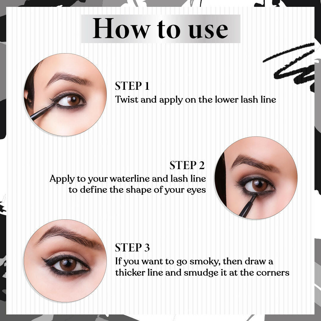 The Natural Wash Eyecatchy Longstay Intense Kajal Black Pearl | Smudge-proof | Waterproof | 12hr Wear