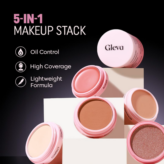 Gleva 5 In 1 Makeup stack Gleva 5 In 1 Makeup stack WIth Concealer, Bronzer, Blusher, Compact & Highlighter Smooth & Blendable Formula - Dusky