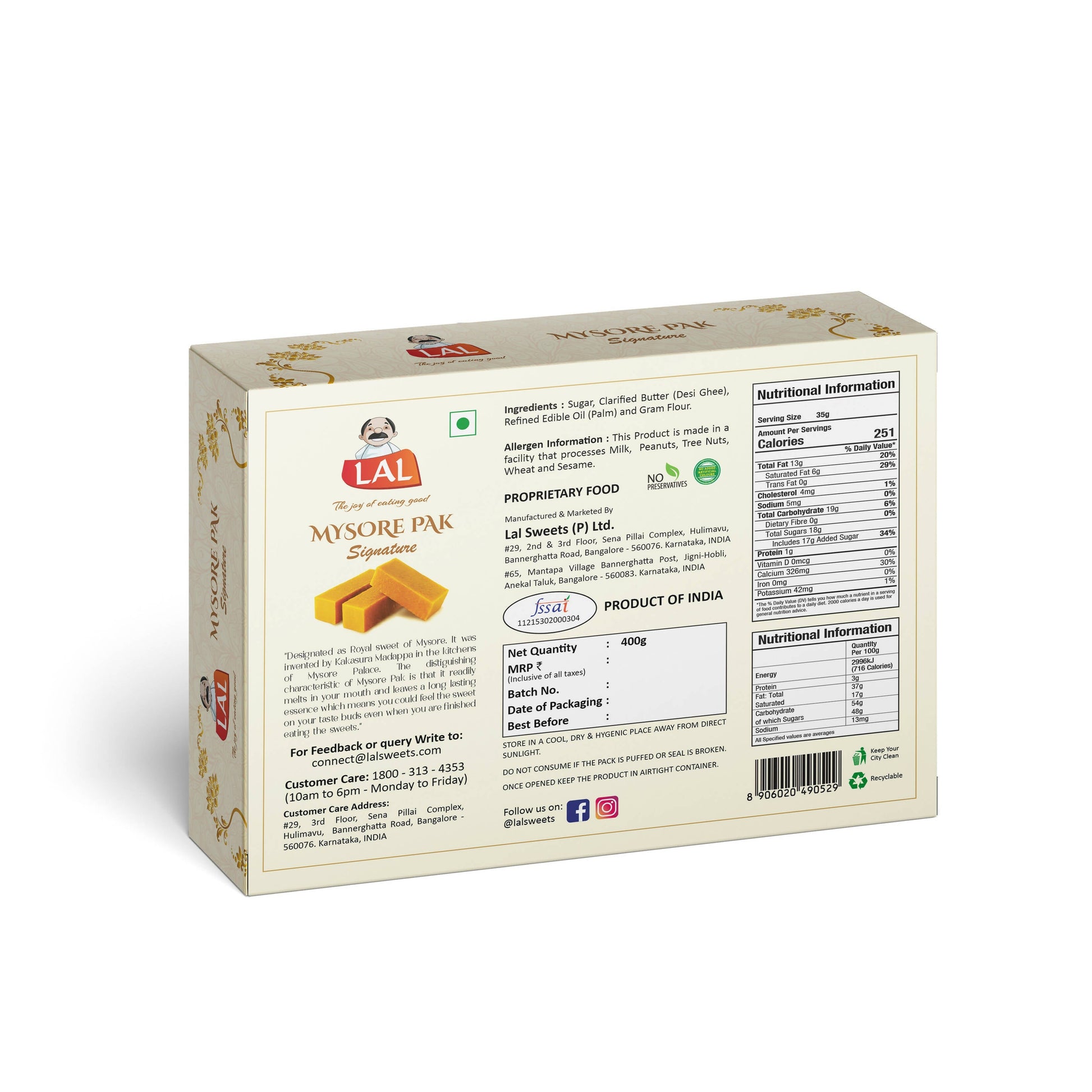 Lal Sweets Mysore Pak Signature