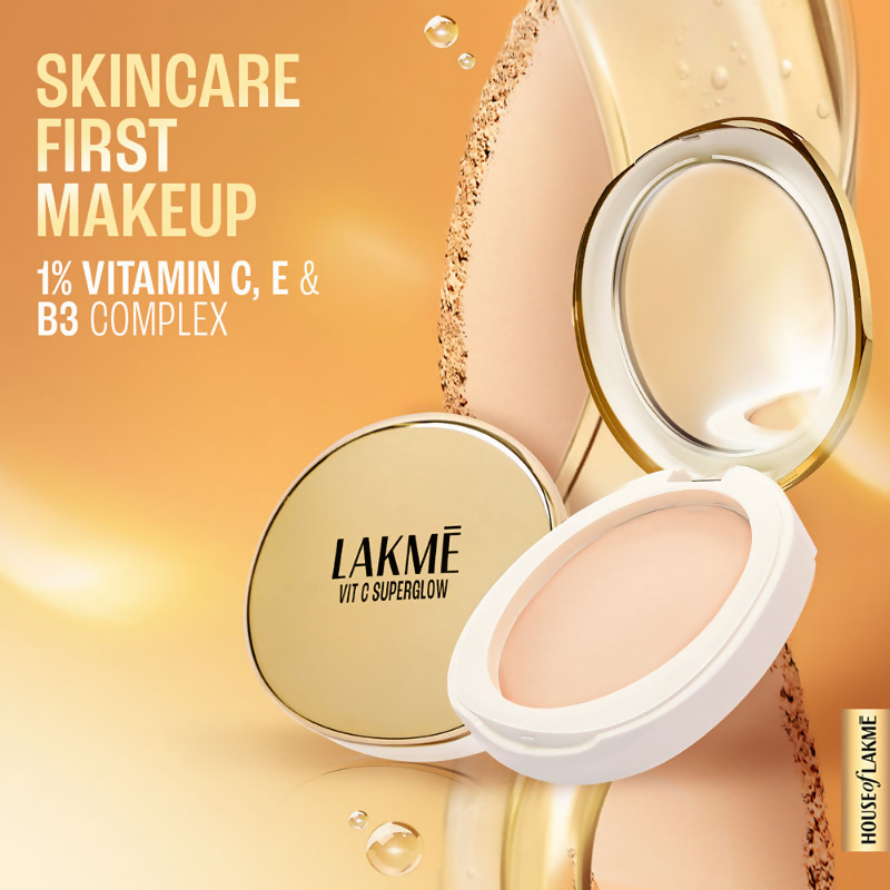 Lakme Vitamin C Superglow Skin Perfecting Compact with 1 % Vit C - Sand