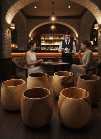 Wood estate Original Wooden Bourbon Drinking Water Glass Gifts(Pack Of 2)