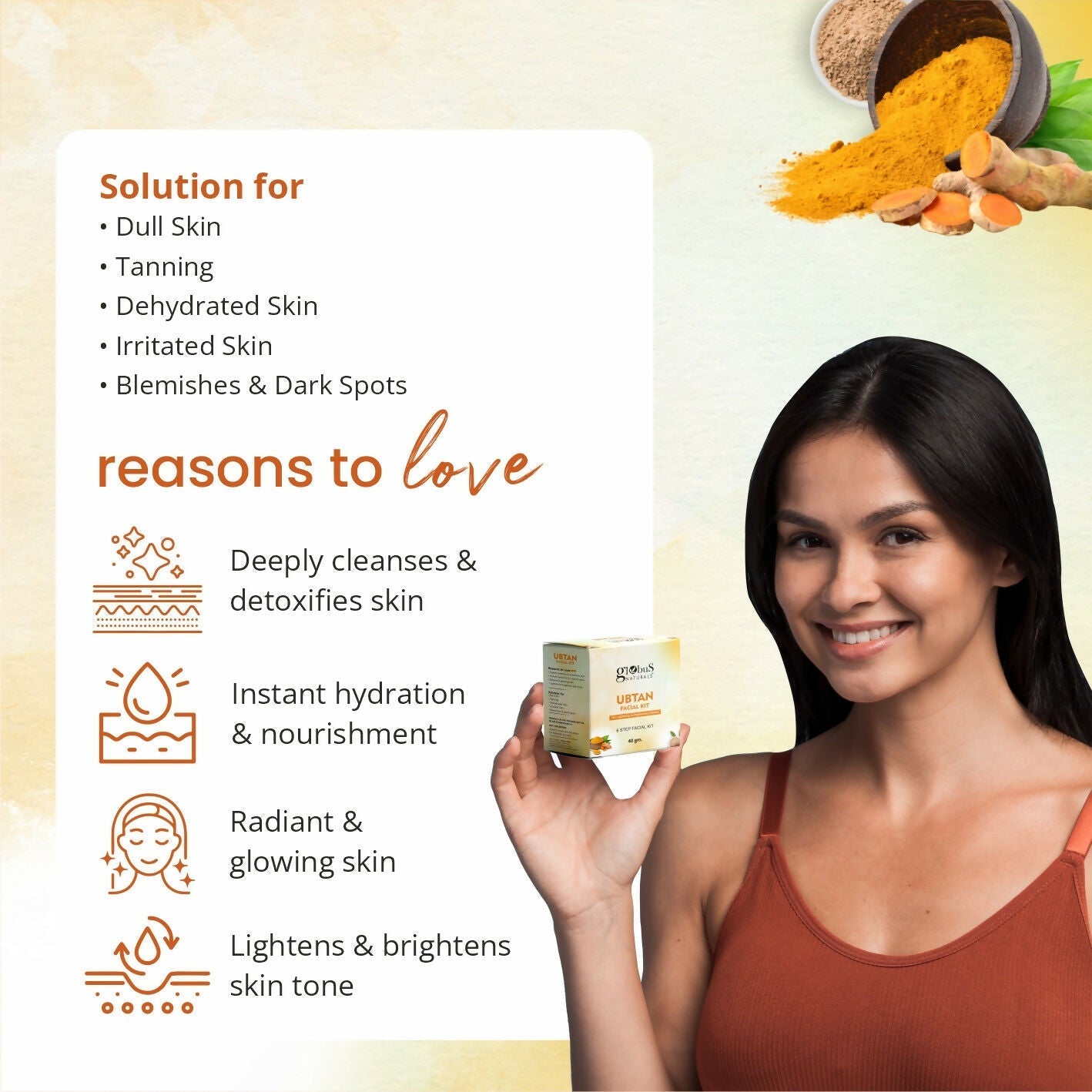 Globus Naturals Brightening Ubtan 6 Step Facial Kit