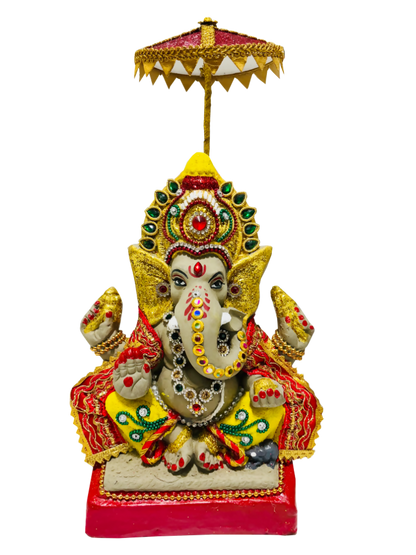 Eco-Friendly Ganesh Idols (Non-Toxic Colors) With Chatri, Kumkum & Akshat - Limited Time Offer