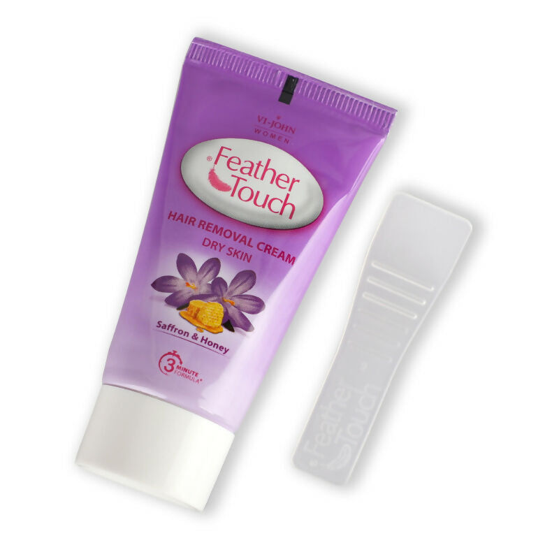 VI-JOHN Feather Touch Saffron & Honey Hair Removal Cream for Women for Dry Skin, Suitable for Legs, Underarms, Bikini Line, Arms