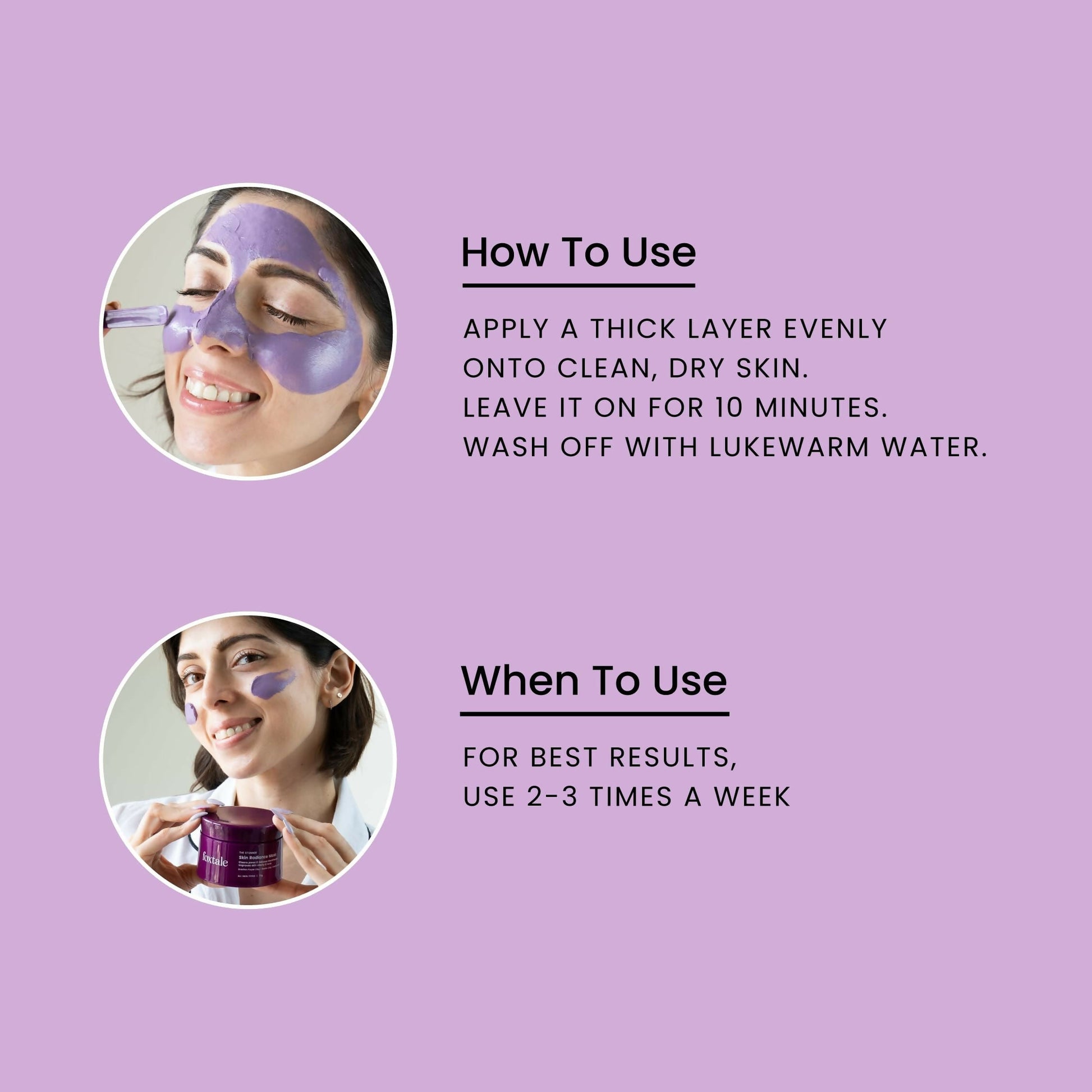 Foxtale De-Tan Face Mask For Glowing Skin - Clay Mask with Lactic Acid For Tan Removal, Reduction in Blackheads, Instant Brightening