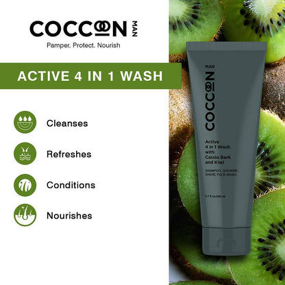Coccoon Man Active 4 In 1 Wash With Cassia Bark & Kiwi