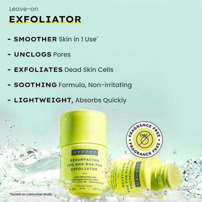 Hyphen By Kriti Sanon Resurfacing 10% AHA BHA PHA Exfoliator With 20% Pineapple Extract, Smoothens Texture, Unclogs Pores, Non-irritating
